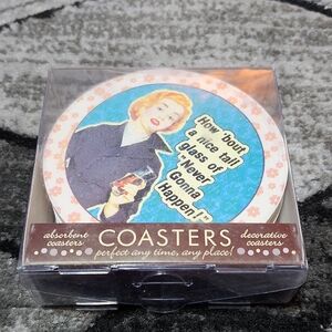 VINTAGE OCCASIONS SET-OF-4 DECORATIVE ABSORBENT FUNNY COASTERS